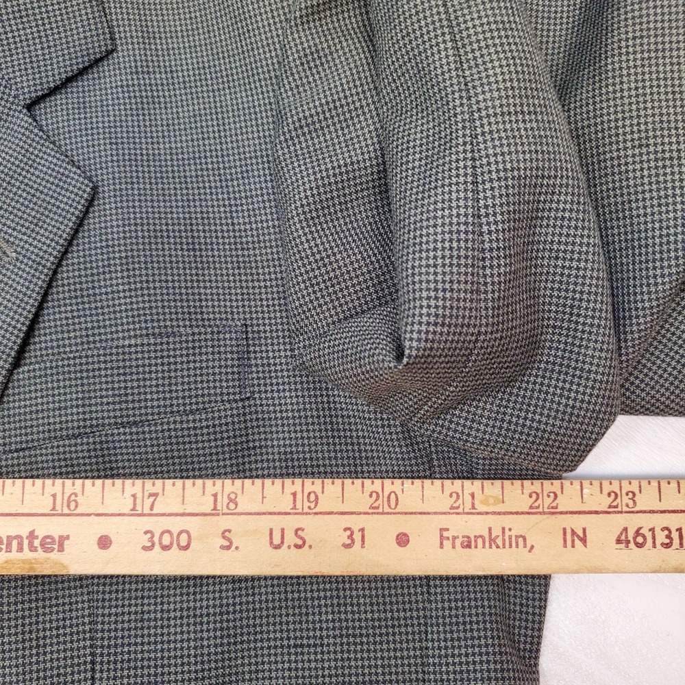di Marabelli Mens 42R Blazer 80s Core Olive Green Wool Blend Houndstooth Retro - Picture 9 of 14